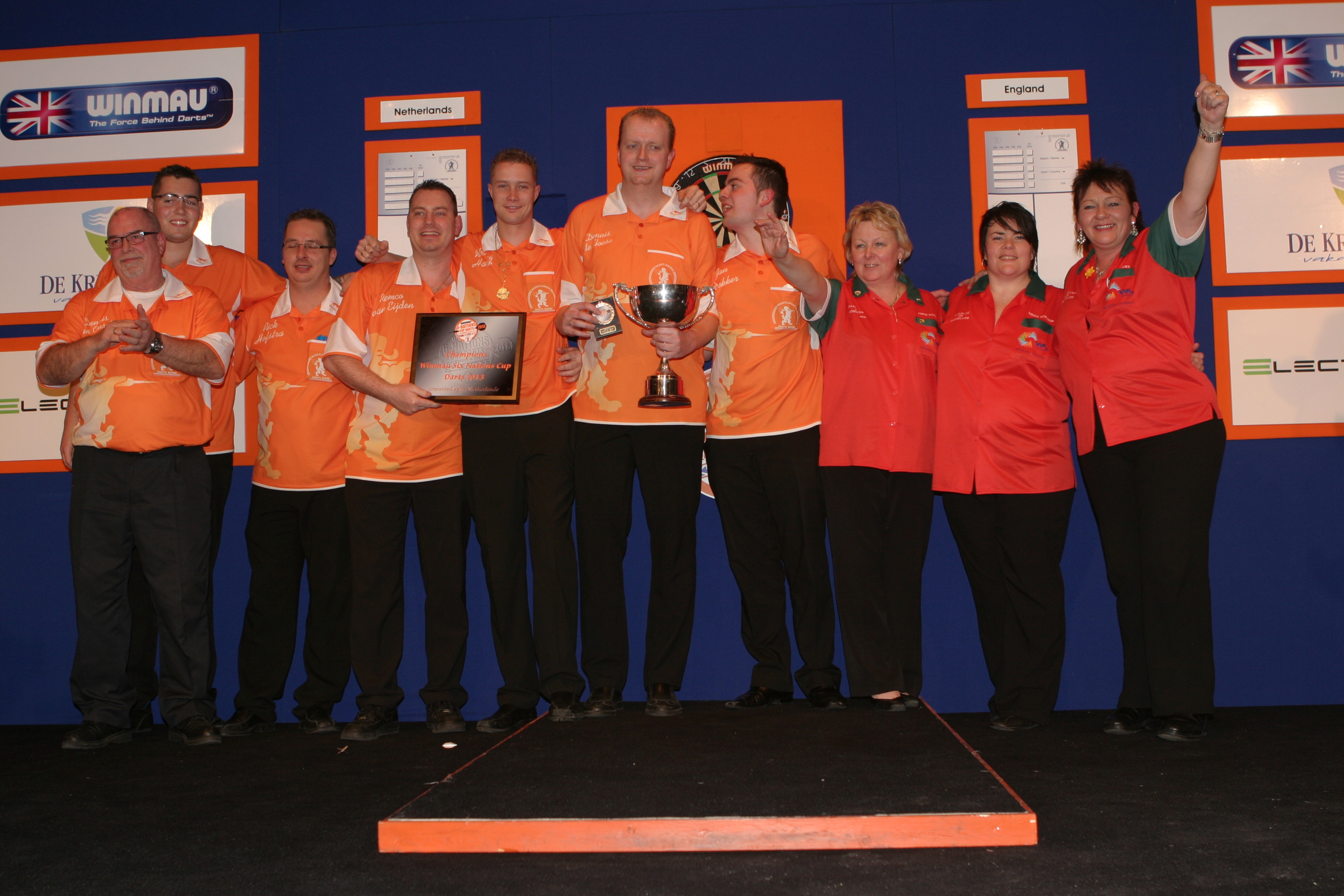 Netherlands and Wales champions Winmau Six Nations Cup Darts 2013